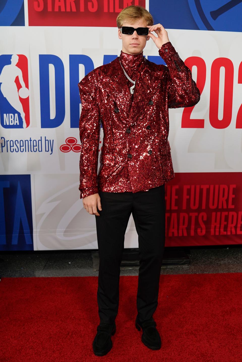 Gradey Dick arrives at Barclays Center before the NBA basketball draft on June 22, 2023, in New York.