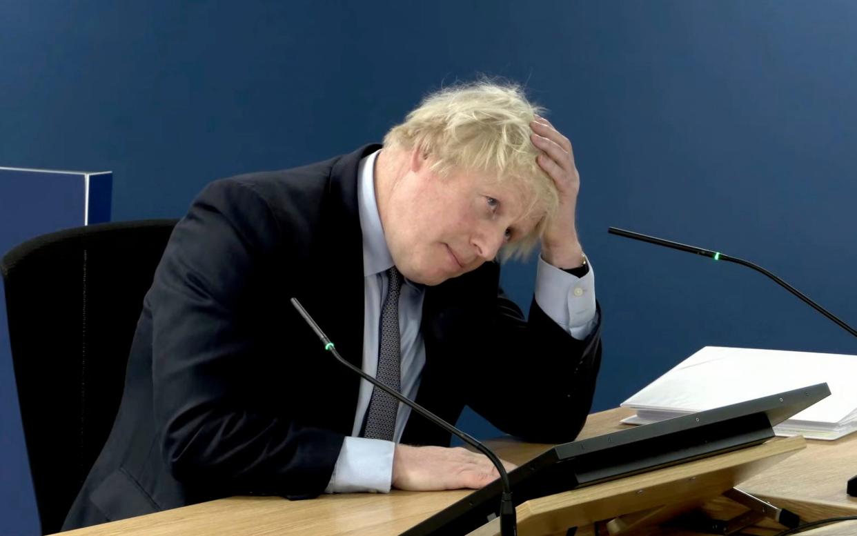 Boris Johnson giving evidence to the Covid Inquiry