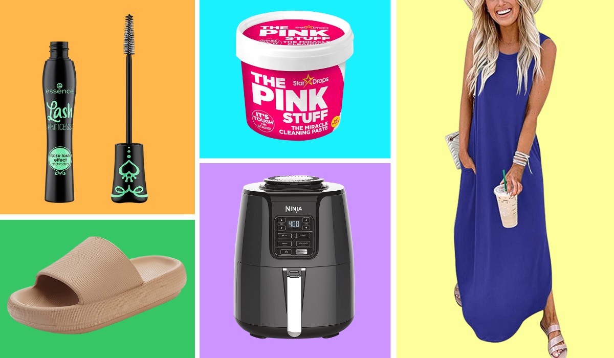 mascara, cleaning paste, maxi dress, air fryer, slide sandal