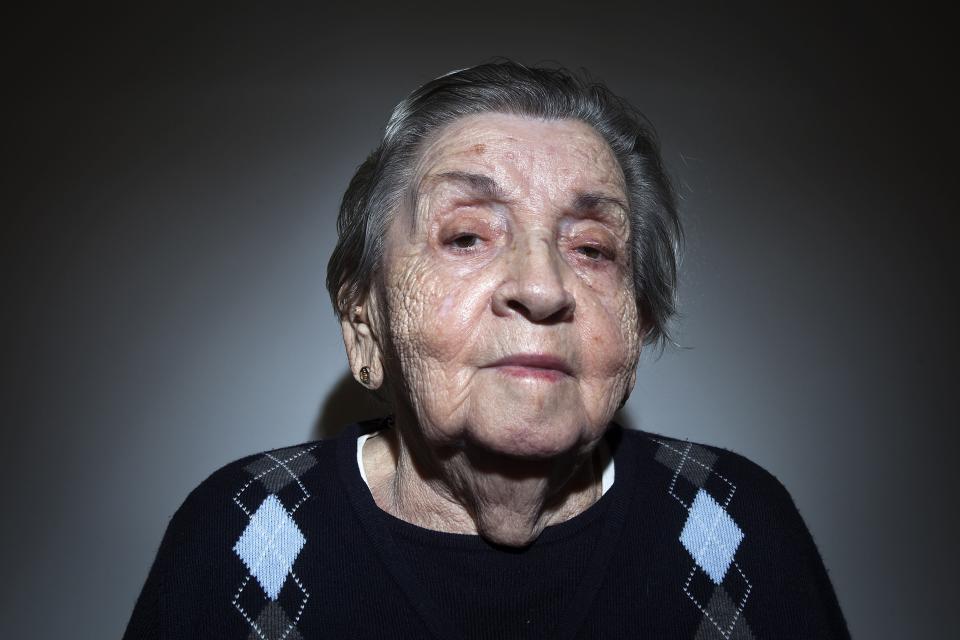Holocaust survivor Golda Pollac, 89, poses for a portrait in the Brooklyn borough of New York January 15, 2015. For Pollac, a survivor of several camps, including Auschwitz, the liberation anniversary is a time not for celebration but for grappling with loss and sadness. Pollac was 19 when her family was taken to Auschwitz from Romania. She and her parents were separated, never to meet again. With hair shorn and her name exchanged for a number, she was sent to Buchenwald camp in Germany, where she worked in an airplane factory. During forced overnight marches, she snatched blades of grass to ward off starvation. Buchenwald was liberated by U.S. forces in April 1945. Picture taken January 15, 2015. To match AUSCHWITZ-ANNIVERSARY/USA REUTERS/Carlo Allegri (UNITED STATES - Tags: SOCIETY ANNIVERSARY CONFLICT PROFILE HEADSHOT PORTRAIT)
