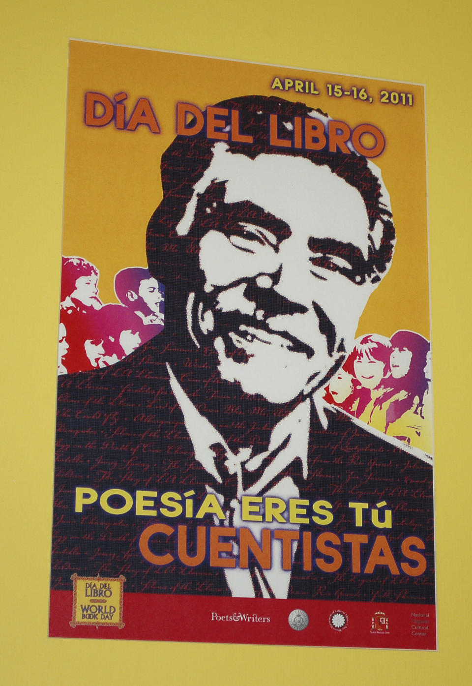 FILE - In this Jan. 30, 2012, file photo, a poster of novelist Rudolfo Anaya announcing an April, 2011 Latino book event hangs in the National Hispanic Cultural Center in Albuquerque, N.M. Anaya, 82, who helped launch the 1970s Chicano Literature Movement with his novel "Bless Me, Ultima," died Sunday, June 28, 2020. (AP Photo/Russell Contreras, File)