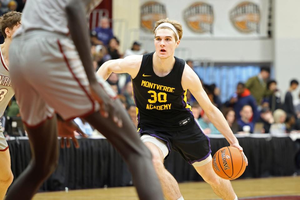 Monteverde's Liam McNeeley #30 in action against Sunrise Christian during a high school basketball game at the Hoophall Classic, Monday, January 16, 2023, in Springfield, MA.