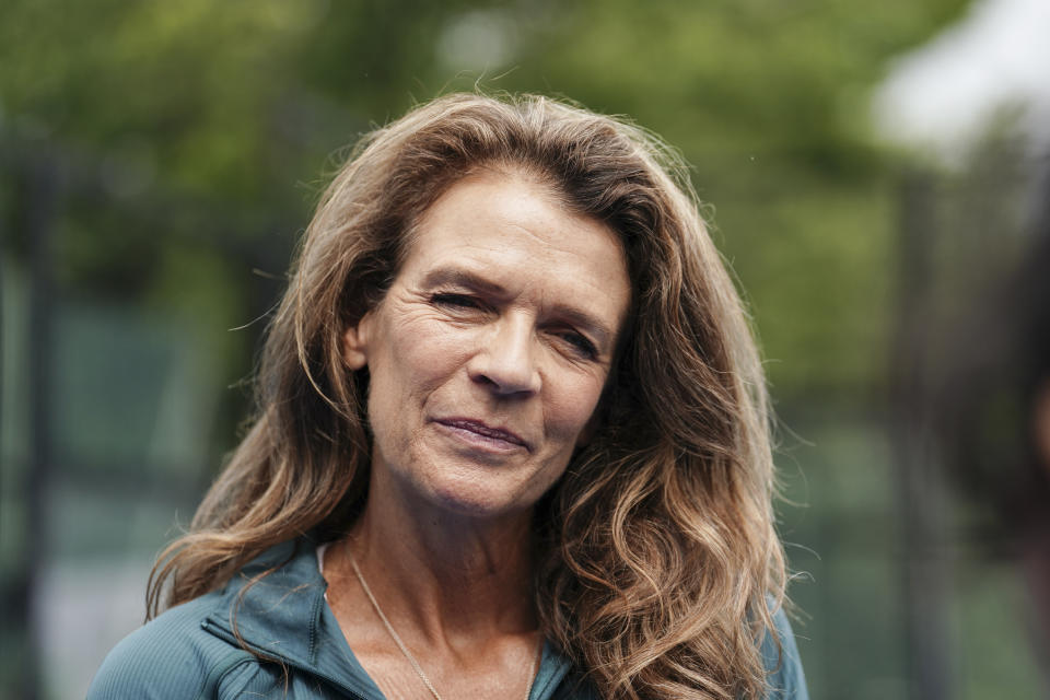 Former tennis player Annabel Croft at the opening of the new padel tennis courts at Crystal Palace National Sports Centre in south east London