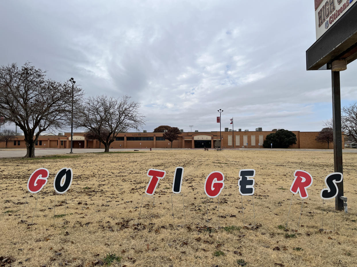 Slaton High School outside Lubbock, Texas. (Mike Hixenbaugh / NBC News)