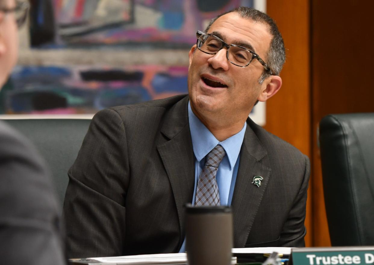 Michigan State University Trustee Dennis Denno called for a vote to release all documents related to the Nassar case, Friday, Oct. 27, 2023, during the MSU Board of Trustees meeting at the Hannah Administration Building in East Lansing. His request was rejected.