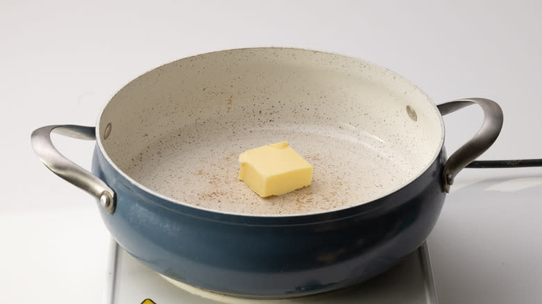 frying pan with butter