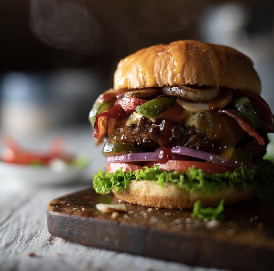 A burger beauty shot used in advertising.