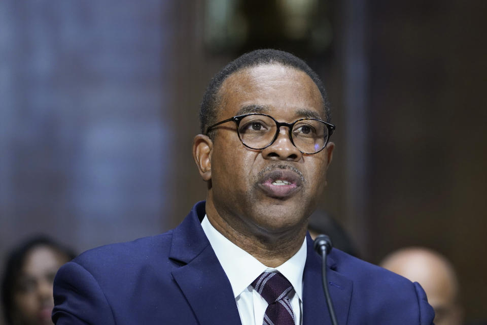 FILE - Jeffery Paul Hopkins speaks during a Senate Judiciary Committee oversight nomination hearing to be U.S. District Judge for the Southern District of Ohio, Oct. 12, 2022, on Capitol Hill in Washington. (AP Photo/Mariam Zuhaib, File)