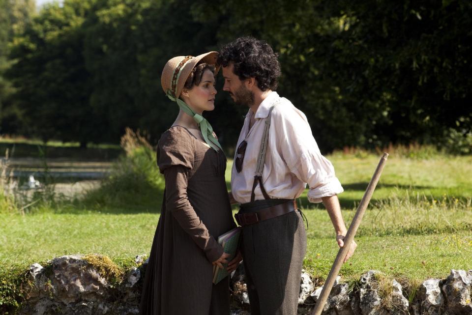 This undated publicity photo provided by the Sundance Institute shows Keri Russell, left, and Bret McKenzie, in a scene from the film, "Austenland," included in the U.S. Dramatic Film competition at the 2013 Sundance Film Festival. (AP Photo/Sundance Institute)
