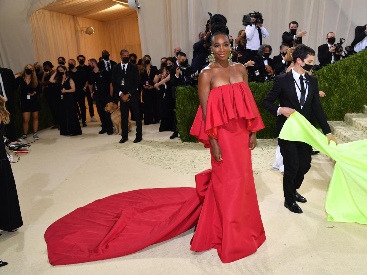 Venus Williams arrives for the 2021 Met Gala at the Metropolitan Museum of Art on September 13, 2021 in New York.