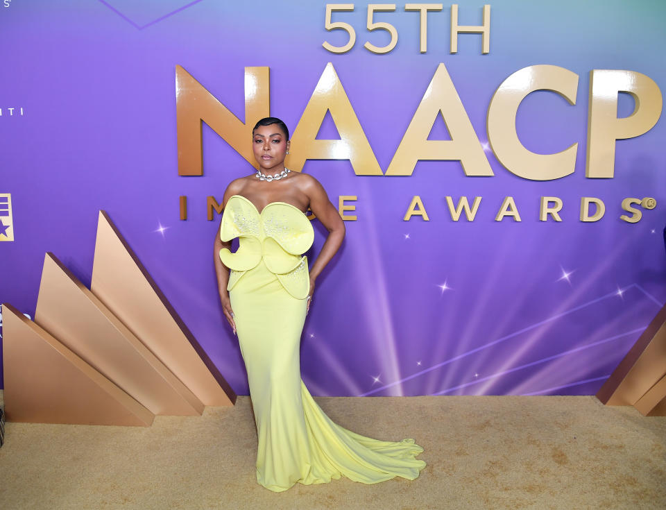 LOS ANGELES, CALIFORNIA - MARCH 16: Taraji P. Henson attends the 55th NAACP Image Awards at Shrine Auditorium and Expo Hall on March 16, 2024 in Los Angeles, California. (Photo by Paras Griffin/Getty Images for BET)