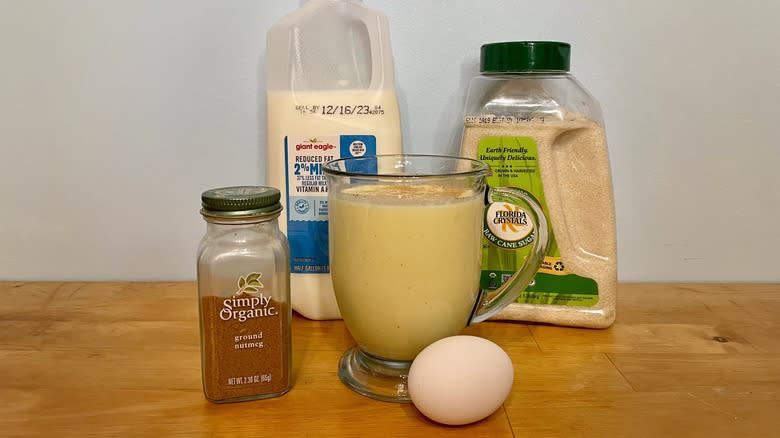 Eggnog with ingredients 