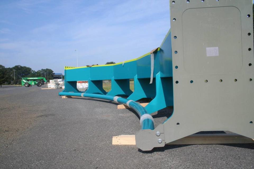 In the summer of 2014, this was the first piece of track to arrive at Carowinds for the new Fury 325 rollercoaster; it had been made at an Ohio steel manufacturing plant. On Friday, June 30, 2023, the popular ride was shut down after the park was notified that a crack formed in one of the steel support pillars.