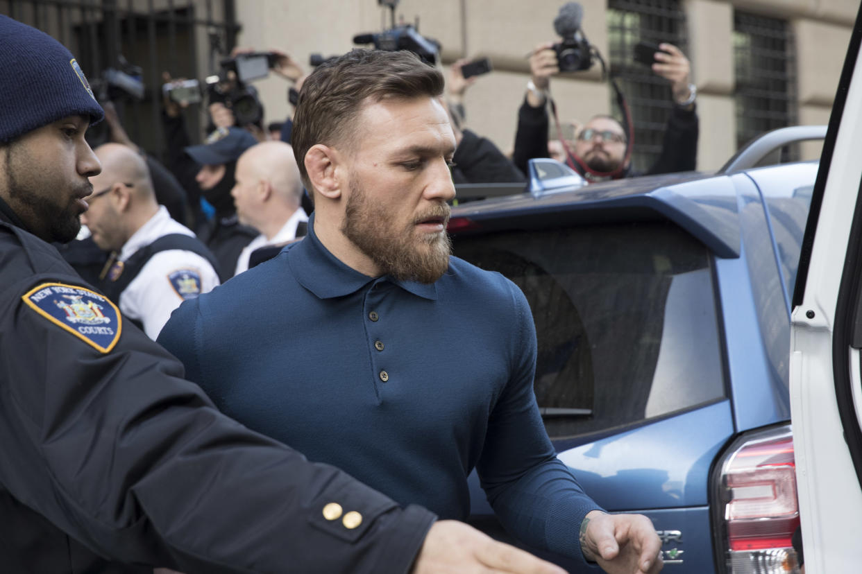 Conor McGregor is facing multiple charges of assault and has a court date set for June 14. (AP Photo/Mary Altaffer)
