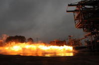 On Jan. 10, 2013, a Saturn V F-1 engine gas generator completed a 20-second hot-fire test at NASA’s Marshall Space Flight Center in Huntsville, Ala.