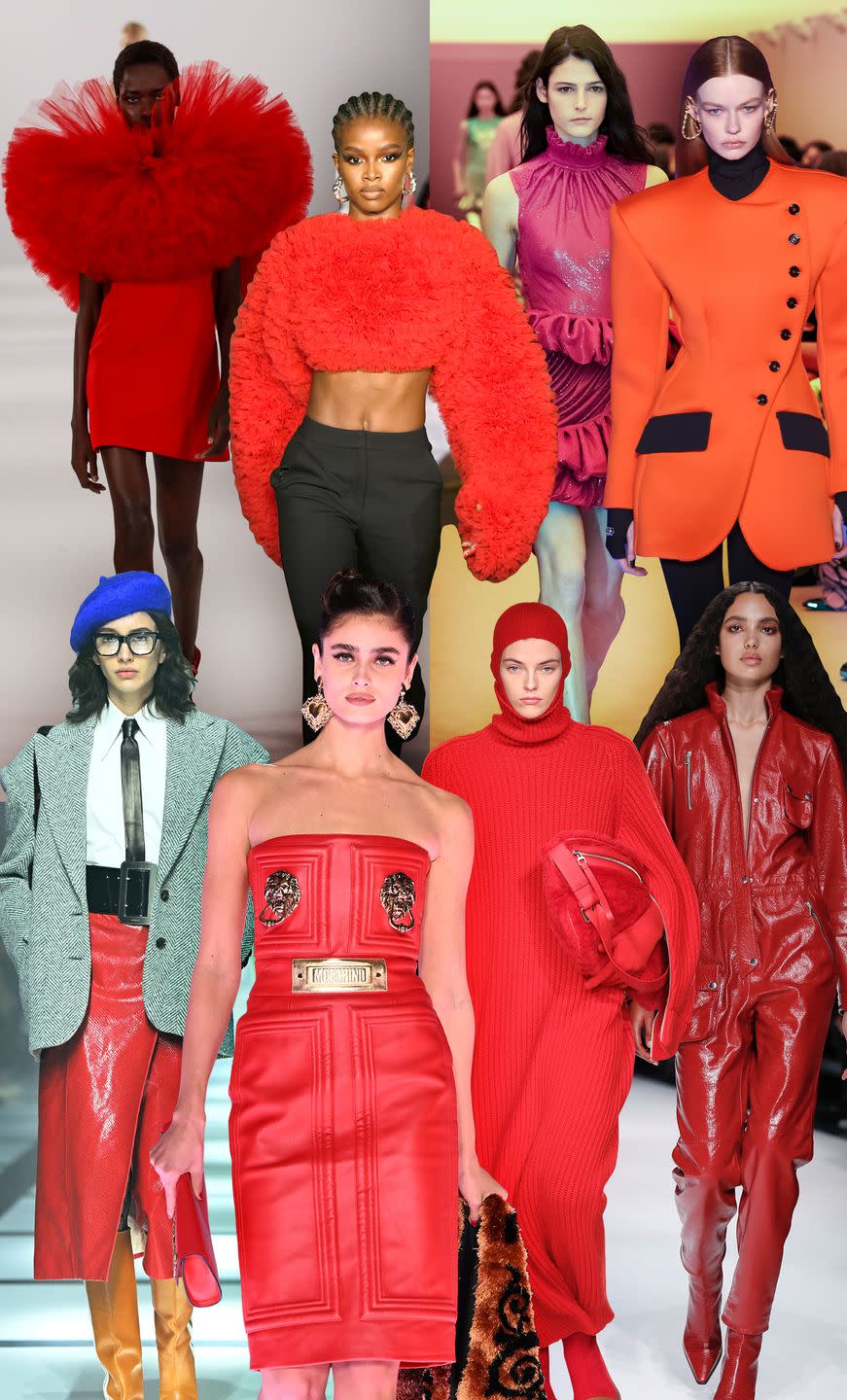 <p>If you’re looking for glamour, look no further. The ’80s are back—and bolder—and redder, than ever. Embrace oversized proportions and epic glitz in looks meant to be immortalized on film. It’s giving old-school Valentino red.<br></p><p>Clockwise from left: Carolina Herrera, LaQuan Smith, Paco Rabanne, Dolce & Gabbana, Gucci, Moschino, Max Mara, Missoni<br></p>