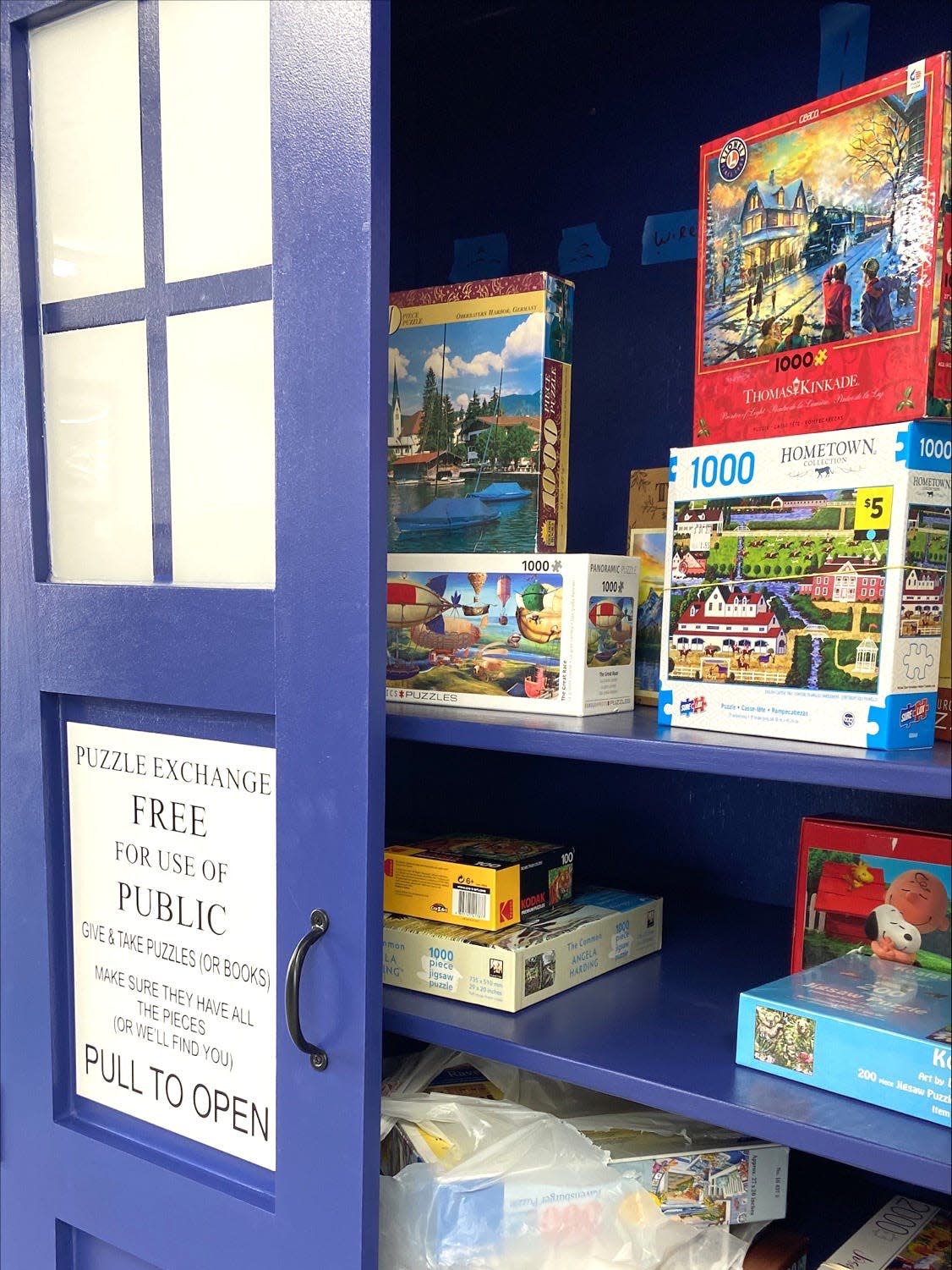 A puzzle lending library is now part of the the SAW Habitat ReStore in Staunton. Modeled after Doctor Who's TARDIS, it available for those who want to exchange puzzles or books.