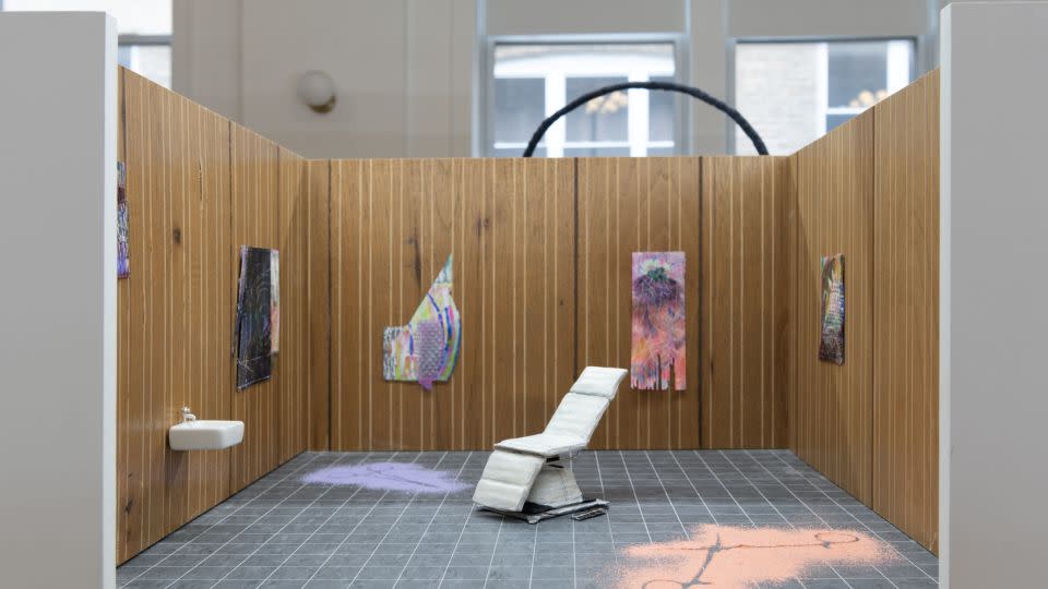 At this year's fair, Patient Info, a Chicago-based artist space converted from a dermatology office, is mimicking its unique setting down to tile-style flooring and shrunken-down exam chair, as well as showing works by Ingrid Olson and Jonas Müller-Ahlheim. - Roland Miller/Barely Fair