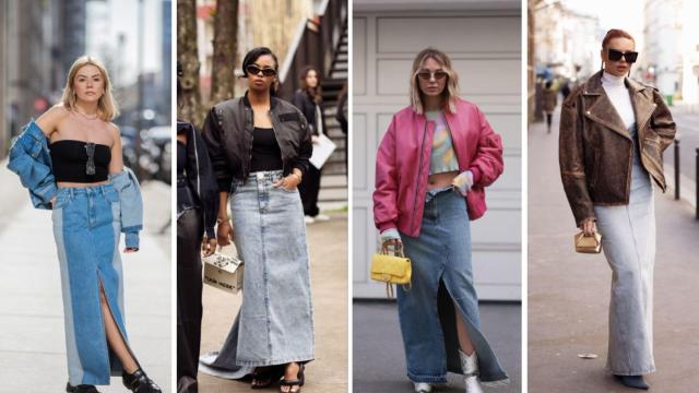 OK, so denim maxi skirts are in, and these 5 styles are all under $50