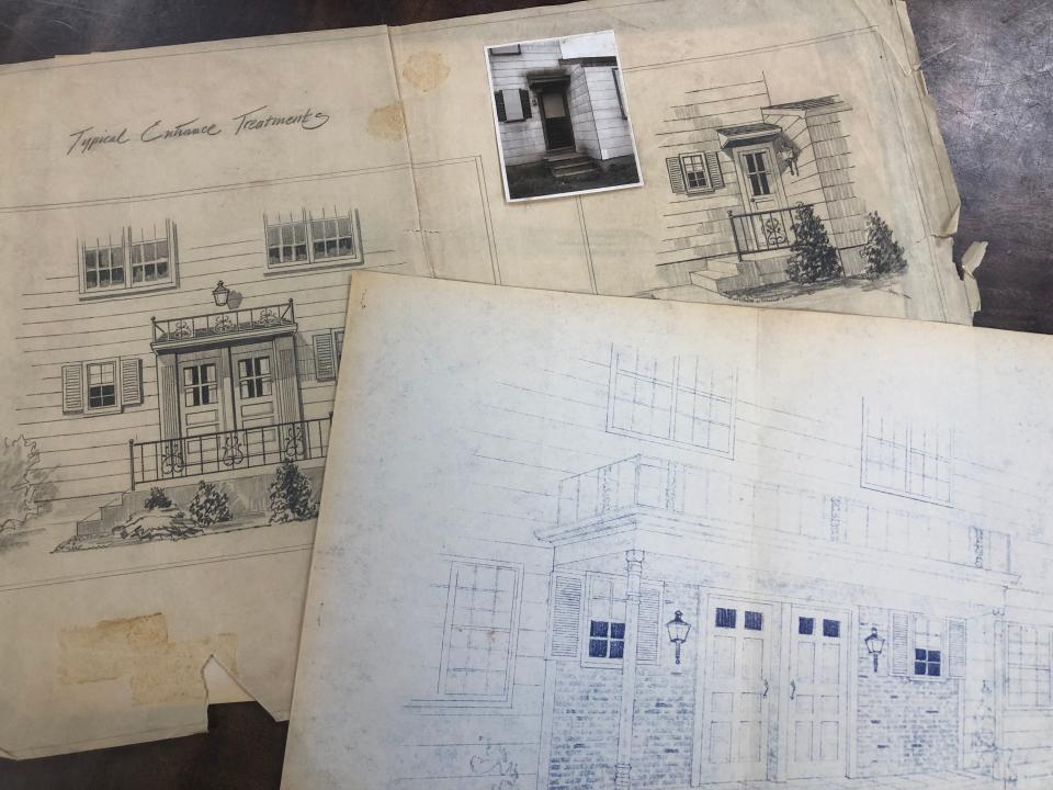 These 1941 design drawings in the Portsmouth Athenaeum archives depict "typical entrance treatments" for housing units at Wentworth Acres in Portsmouth.