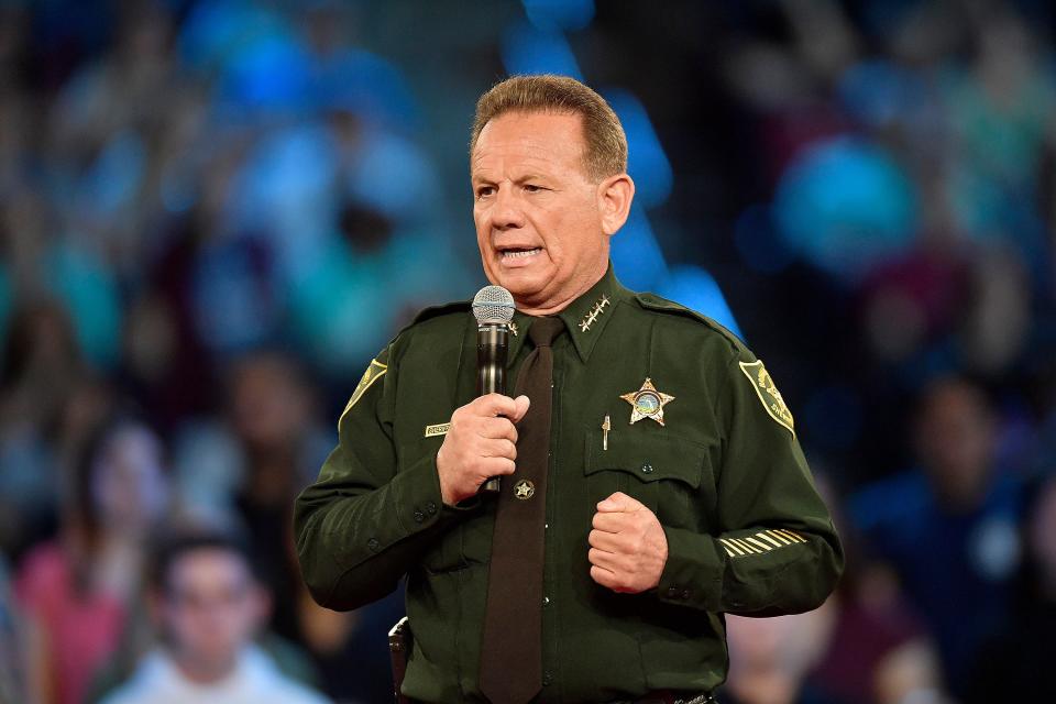 Broward County Sheriff Scott Israel speaks before a CNN town hall broadcast, on Feb. 21, 2018, at the BB&T Center, in Sunrise, Fla.