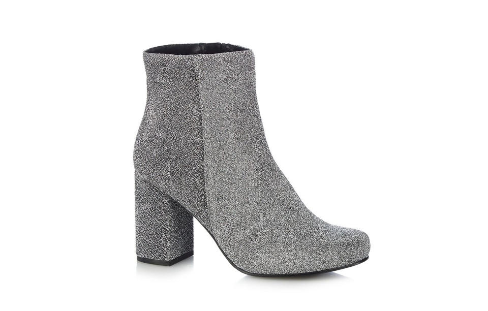 Faith Silver Glitter Ankle Boots