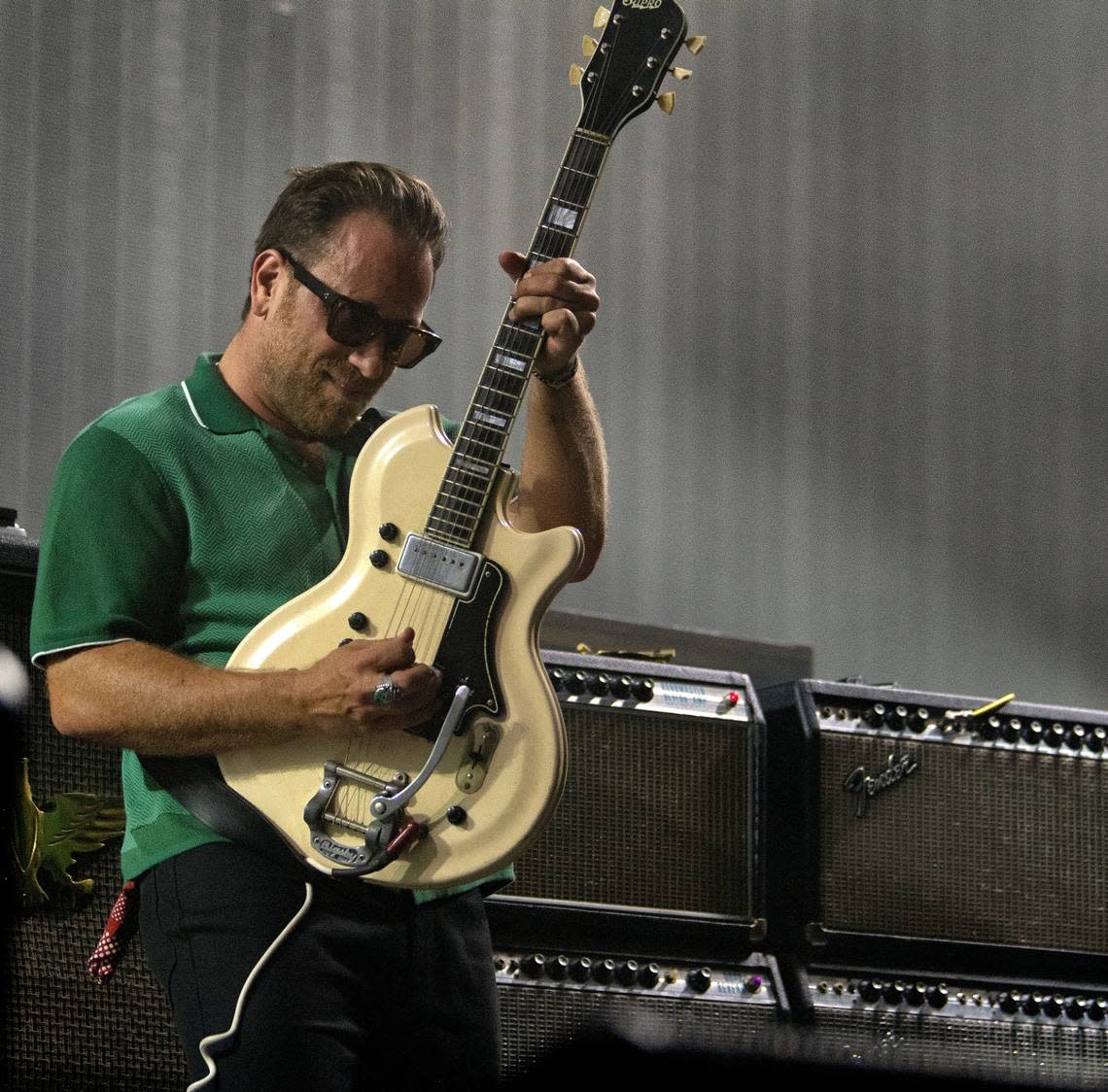 Dan Auerbach of The Black Keys in concert at Raleigh, N.C.’s Coastal Credit Union Music Park at Walnut Creek, Thursday night, Sept. 1, 2022.