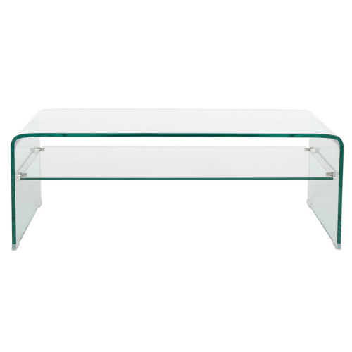 Medium Rectangle Glass Coffee Table with Shelf against whitebackground