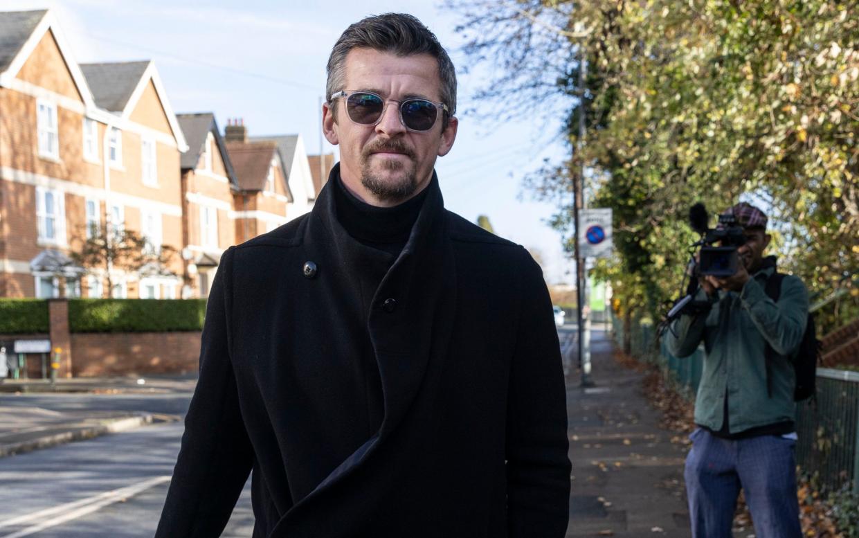 Joey Barton and wife Georgia arrive at Wimbledon Magistrates Court in 2022