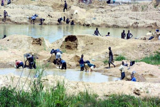 File photo of a diamond mine outside Freetown, Sierra Leone. Blood diamonds were once the scourge of African nations used to fund years of brutal civil wars. Now a UN-mandated watchdog aims to stop gem greed from fueling more violence in trouble spots