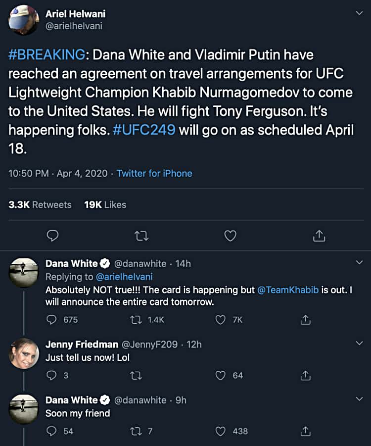 Fake Helwani Khabib-Putin tweet