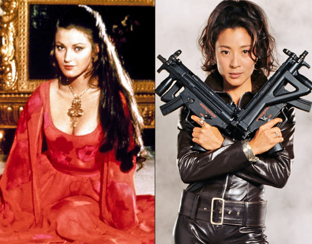 Jane Seymour in Live and Let Die (1973) and Michelle Yeoh in Tomorrow Never Dies (1997)