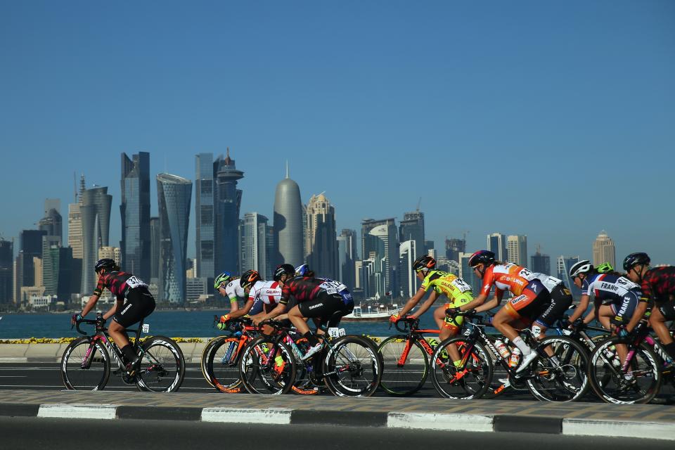 The Canyon SRAM racing team in Doha, Qatar in 2017. (Bryn Lennon/Getty Images)