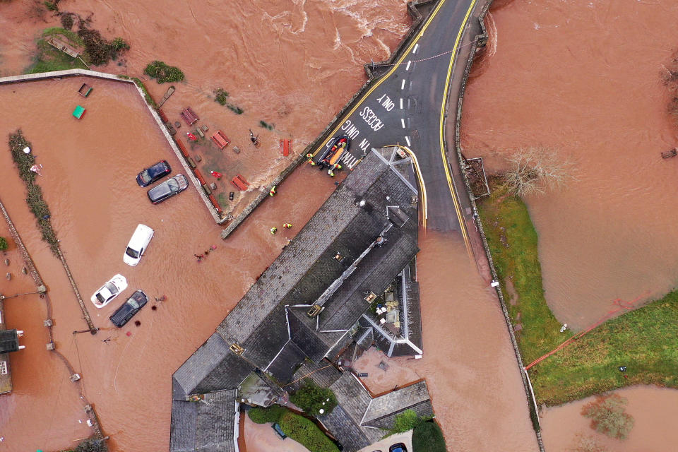 Train lines across the UK were blocked by flooding and fallen trees.