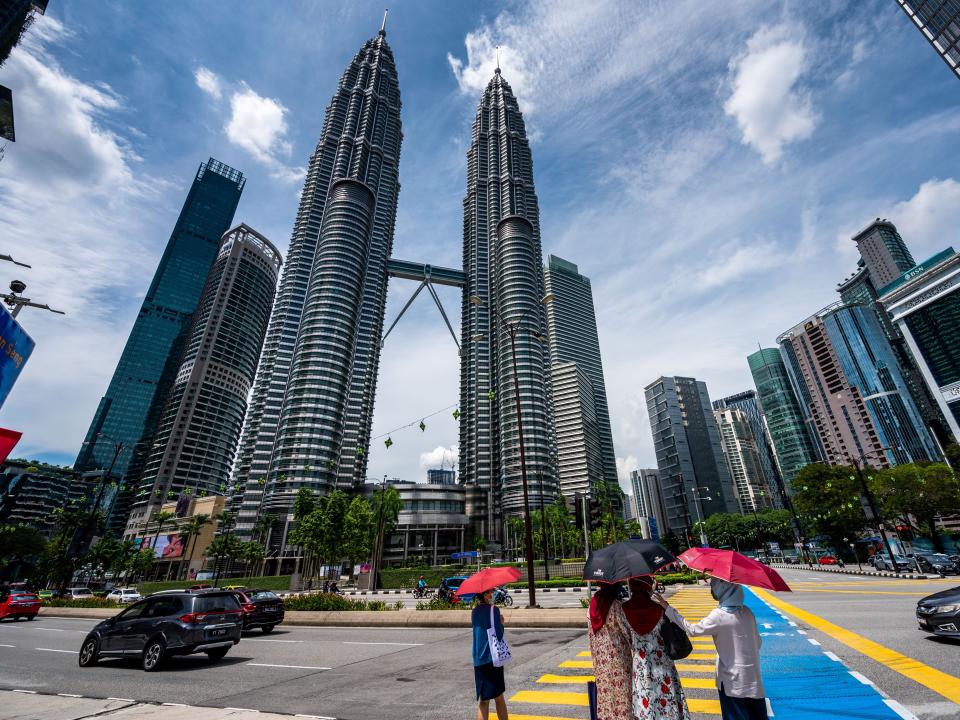 The Petronas Twin Towers in Kuala Lumpur, Malaysia on May 7, 2021.