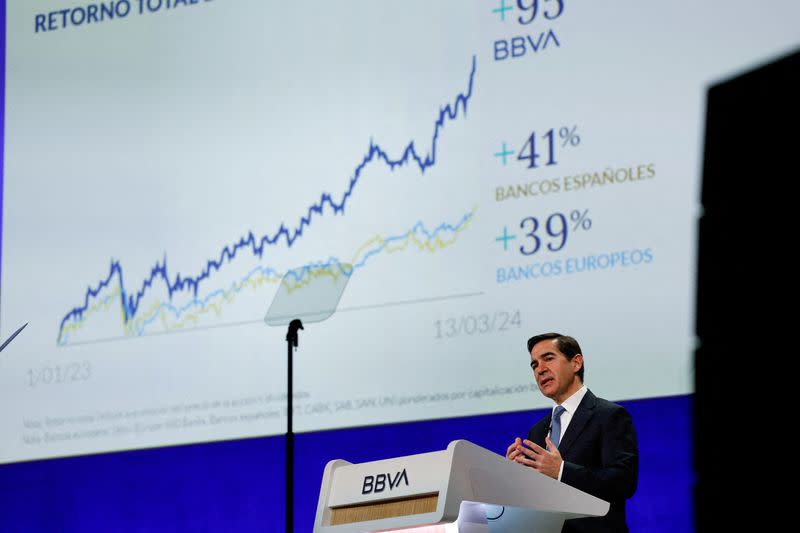 BBVA Chair Carlos Torres Vila addresses the Annual General Meeting of Shareholders in Bilbao