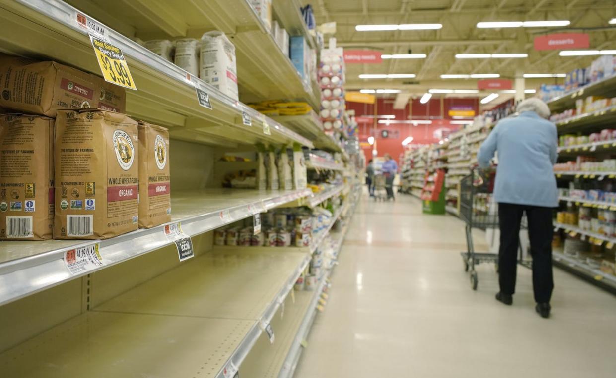 <span class="caption">Flour has been in short supply in recent weeks.</span> <span class="attribution"><span class="source">Gregory Rec/Portland Press Herald via Getty Images)</span></span>