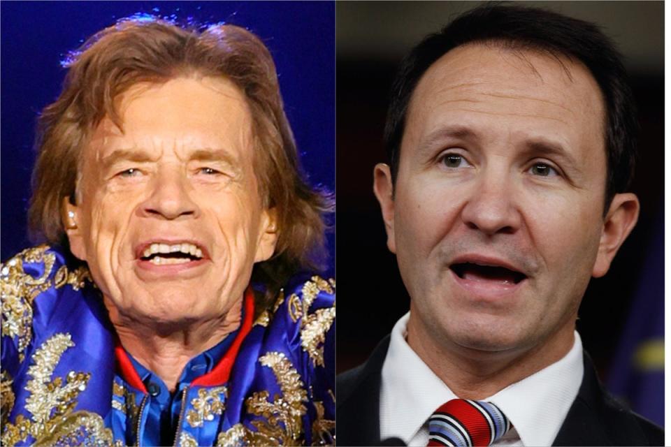 Mick Jagger (left) and  Jeff Landry, governor of Louisiana (Getty Images)