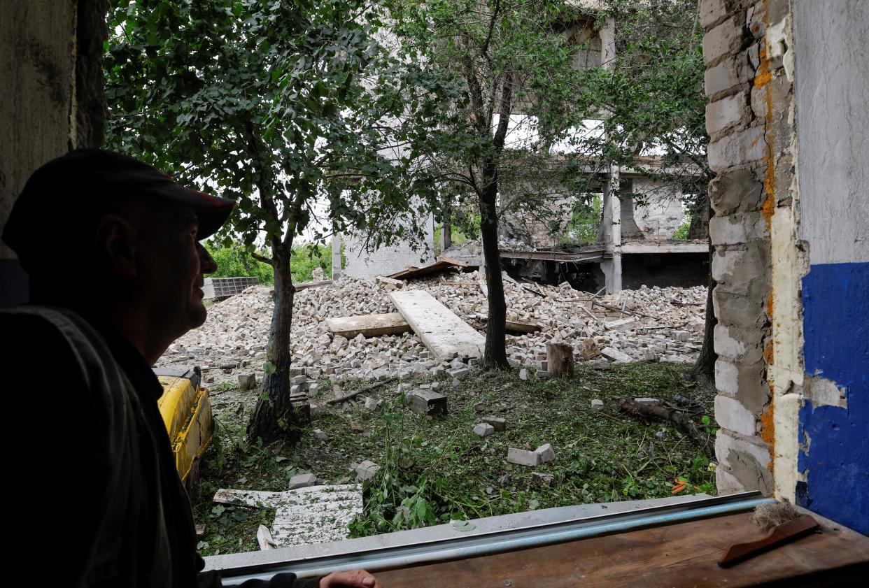 A destroyed facility located on the premises of a poultry farm following recent shelling in the course of Russia-Ukraine conflict in the village of Karpaty in the Luhansk region (REUTERS)