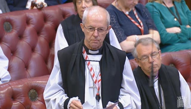 The Archbishop of Canterbury speaking in the House of Lords 