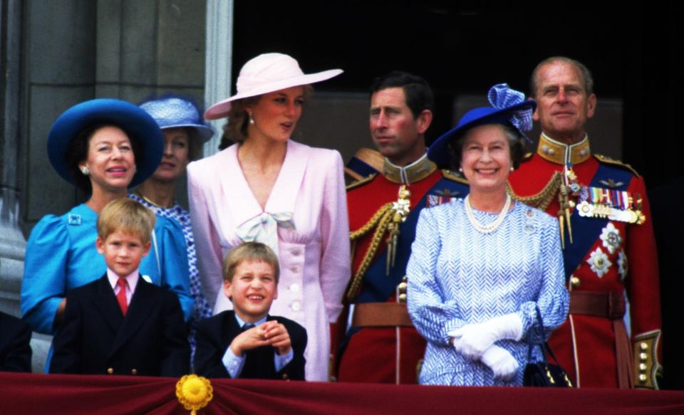 The royal family at Buckingham Palace during the Trooping of the Colour in 1989.