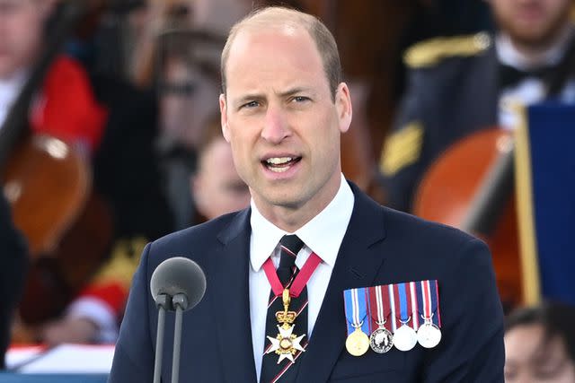 <p>Leon Neal/Getty</p> Prince William attends D-Day anniversary event in Portsmouth on June 5, 2024