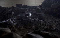 <p>Muslim pilgrims pray on top of the Jabal Al Rahma holy mountain, or the mountain of forgiveness, upon their arrival to Arafat for the annual hajj pilgrimage, outside the holy city of Mecca, Saudi Arabia, Wednesday, Aug. 30, 2017. (Photo: Khalil Hamra/AP) </p>