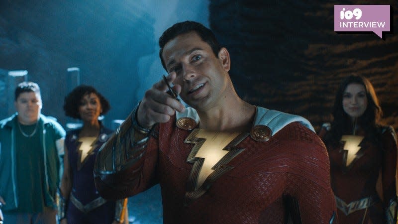 Shazam pointing.