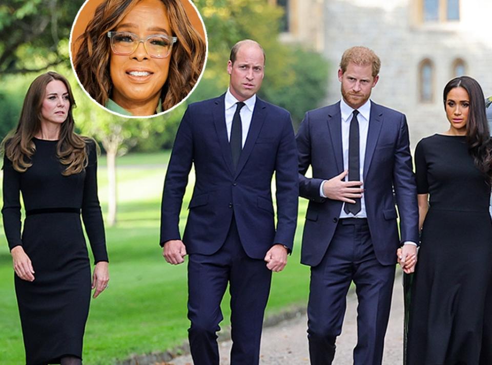 Gayle King, Prince Harry, Meghan Markle, Prince William and Kate Middleton