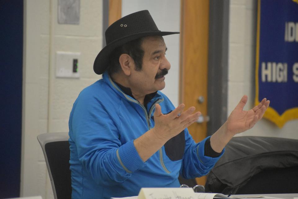 Juan Marinez, an Okemos resident and a member of the Latino Leaders for the Enhancement of Advocacy and Development (LLEAD), takes part in a seminar at Adrian High School titled "So You Want to Run for City Commission?" The program was made available through the efforts of LLEAD, the Lenawee County branch of the NAACP, the Southeastern Michigan Migrant Resource Council (SEMMRC), and the M Society.