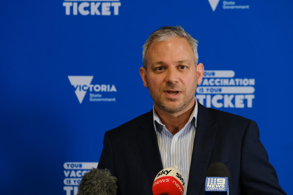 Victorian Chief Health Officer Brett Sutton speaks to the media during a press conference in Melbourne, Wednesday, April 20, 2022.