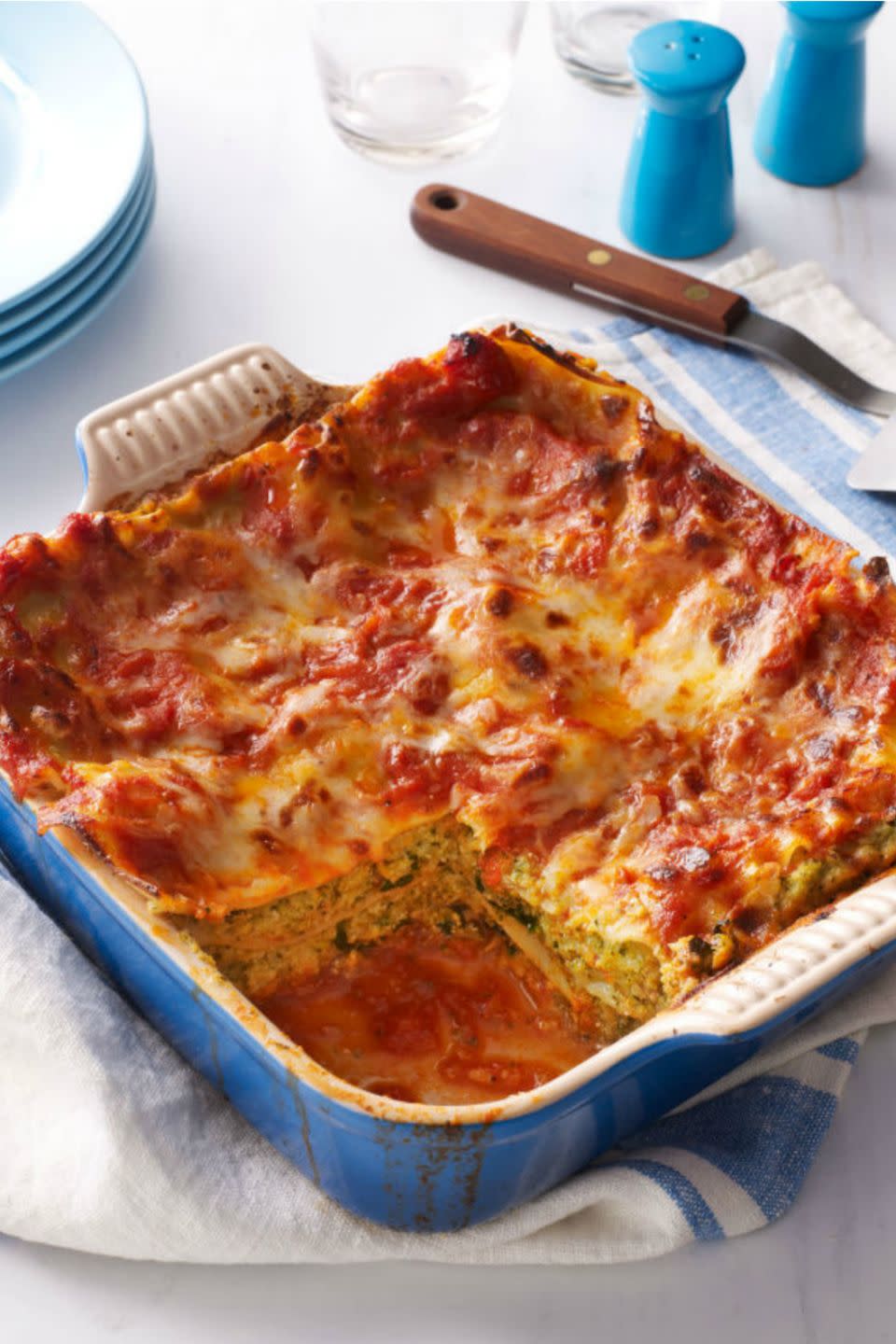 <p>Opting out of meat this year? This hearty lasagna is meat-free and packed with veggies. Substitutions like spinach and broccoli florets cut calories without compromising taste.</p><p><a href="https://www.womansday.com/food-recipes/food-drinks/recipes/a12516/vegetable-lasagna-recipe-wdy0214/" rel="nofollow noopener" target="_blank" data-ylk="slk:Get the Vegetable Lasagna recipe.;elm:context_link;itc:0;sec:content-canvas" class="link "><em><strong>Get the Vegetable Lasagna recipe.</strong></em></a> </p>