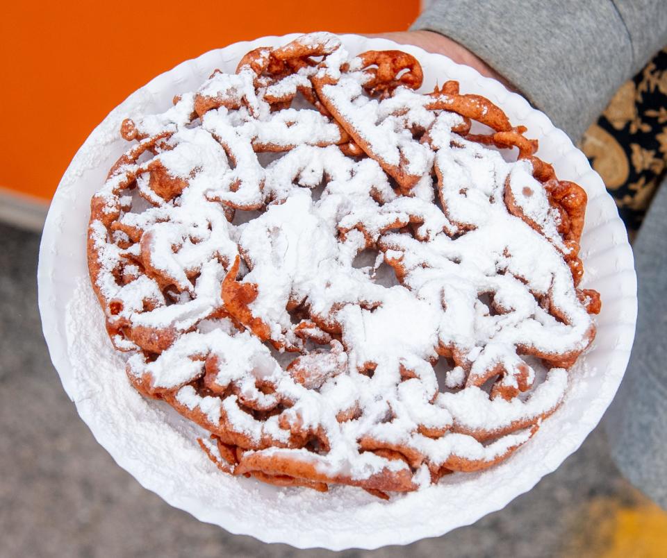 Food trucks sit on the York Fairgrounds offering a wide variety of refreshments and tasty treats during the York State Fair Food Festival, Thursday, October 1, 2020. The festival continues through October 4th.