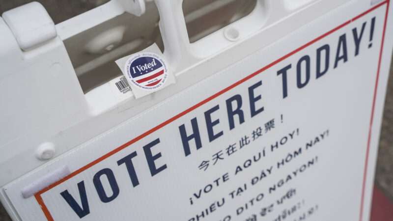 A sign at a polling place